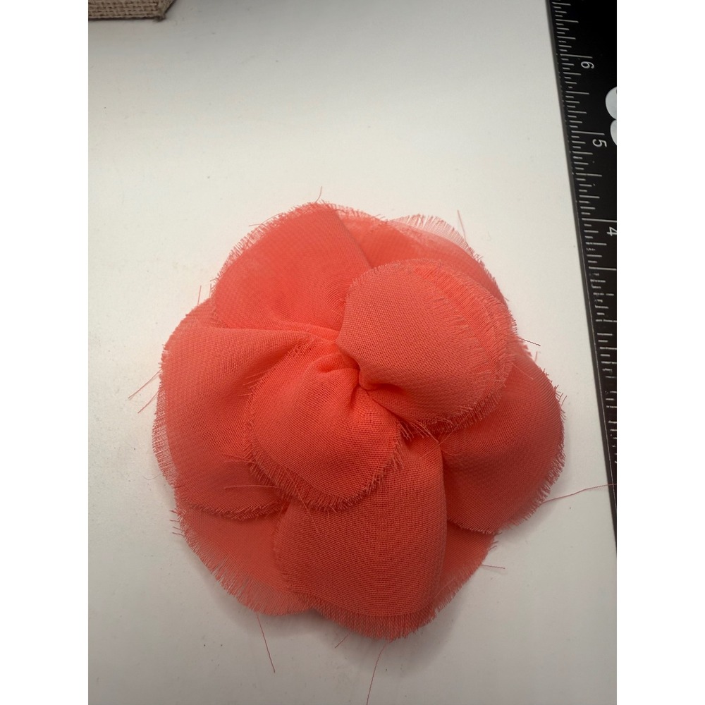 J.Crew Coral Pink Fabric Flower Pin Hair Clip Dual‎ Accessory 099101981743 New